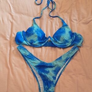 Blue Tie-Dye Bikini Set